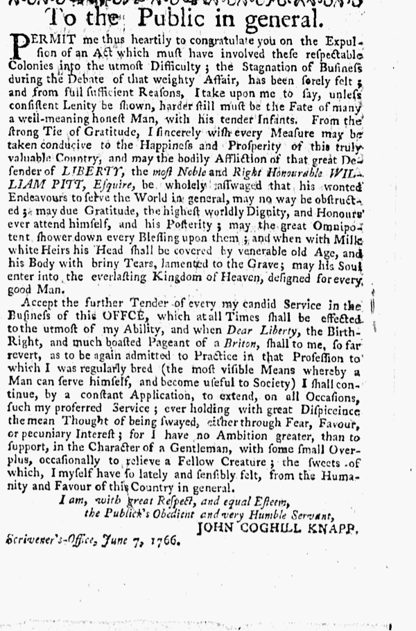 Jun 10 - 6:9:1766 New-York Mercury