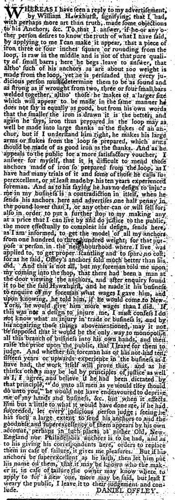 Aug 7 - 8:7:1766 Offley Pennsylvania Journal