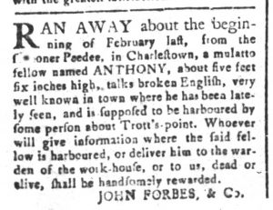 Apr 3 - South-Carolina and American General Gazette Slavery 1