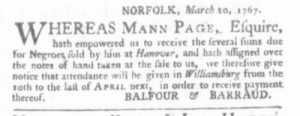 Mar 12 - Virginia Gazette (Purdie &amp; Dixon) Slavery 1