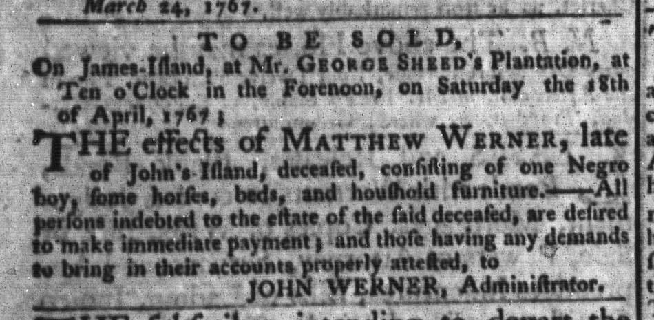 Mar 31 - South-Carolina Gazette and Country Journal Slavery 8