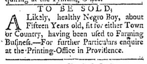 Apr 18 - Providence Gazette Slavery 1