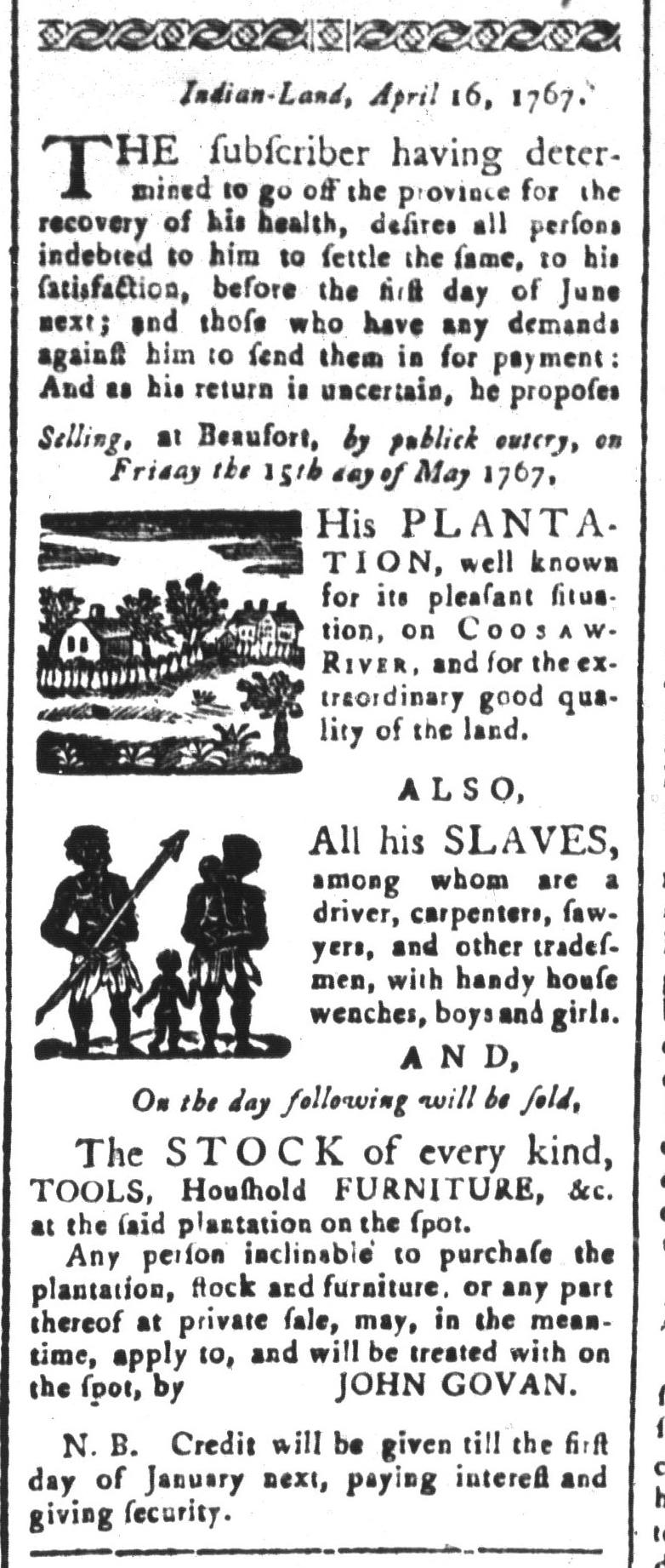 Apr 24 - South-Carolina and American General Gazette Slavery 1