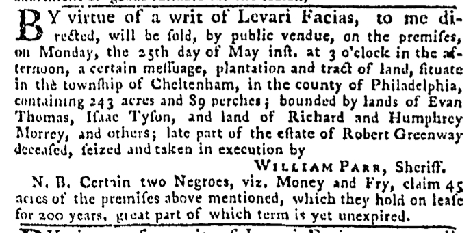 May 14 - Pennsylvania Gazette Slavery 1