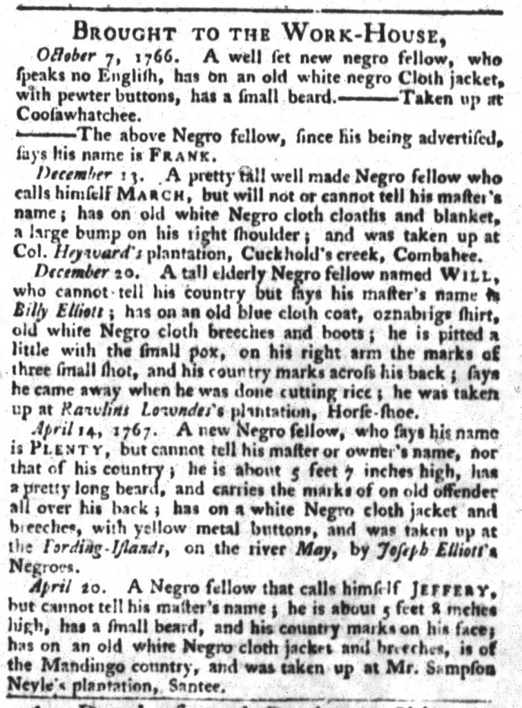 May 19 - South-Carolina Gazette and Country Journal Supplement Slavery 4
