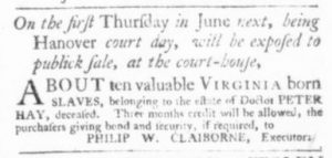 May 21 - Virginia Gazette Slavery 2