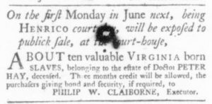 May 28 - Virginia Gazette Slavery 3