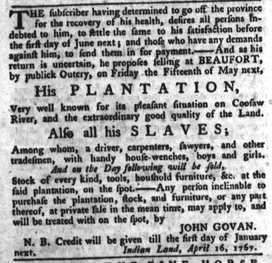 May 5 - South-Carolina Gazette and Country Journal Slavery 2