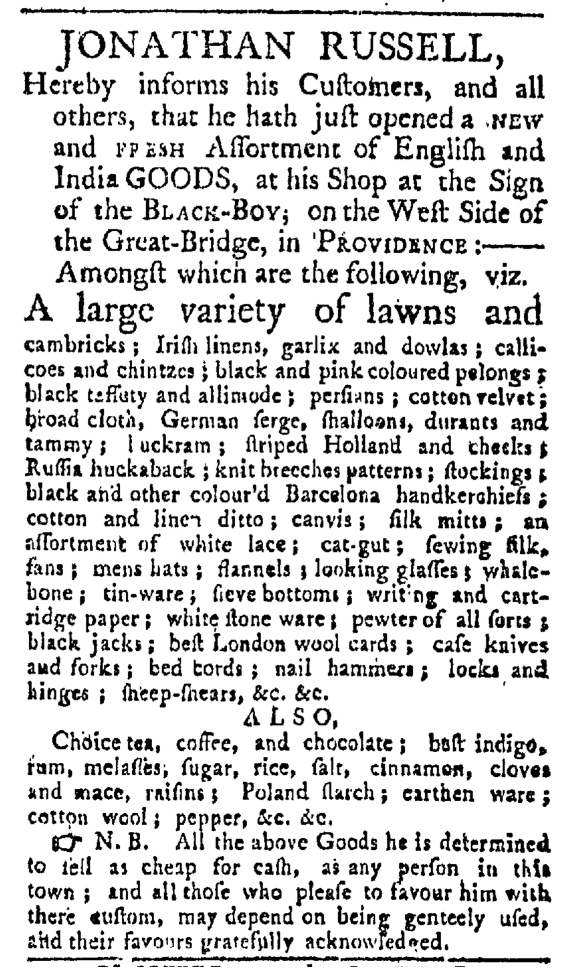 May 9 - Providence Gazette Slavery 1