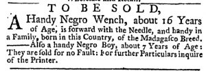 Jul 9 - New-York Gazette Weekly Post Boy Slavery 1