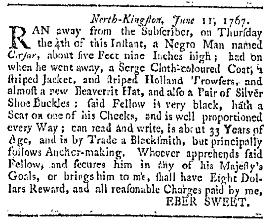 Aug 1 - Providence Gazette Slavery 1