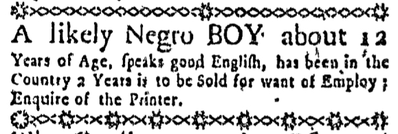 Aug 27 - Massachusetts Gazette Slavery 1