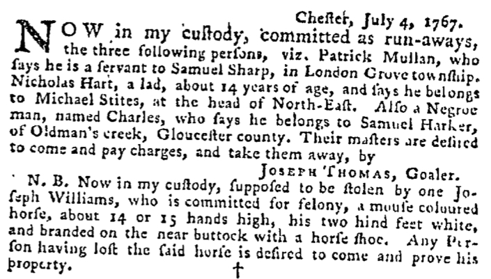 Aug 27 - Pennsylvania Gazette Supplement Slavery 2