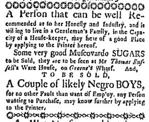 Aug 6 - Massachusetts Gazette Slavery 1