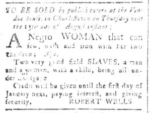 Aug 7 - South-Carolina and American General Gazette Slavery 1