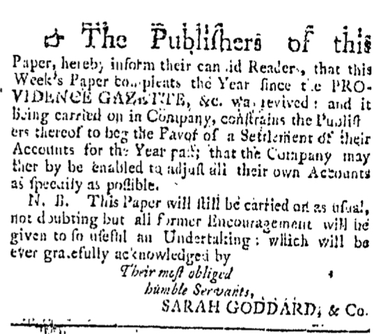 Aug 8 - 8:8:1767 Providence Gazette