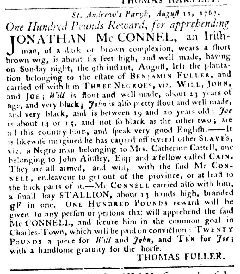 Sep 1 - South-Carolina Gazette and Country Journal Supplement Slavery 1