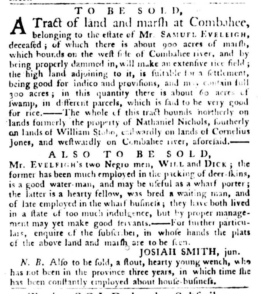 Sep 29 - South-Carolina Gazette and Country Journal Slavery 1