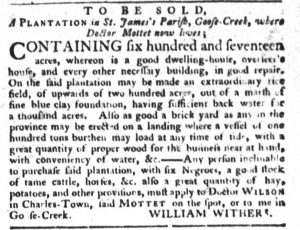 Sep 29 - South-Carolina Gazette and Country Journal Supplement Slavery 1