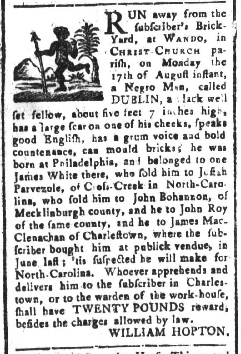 Sep 4 - South-Carolina and American General Gazette Slavery 1