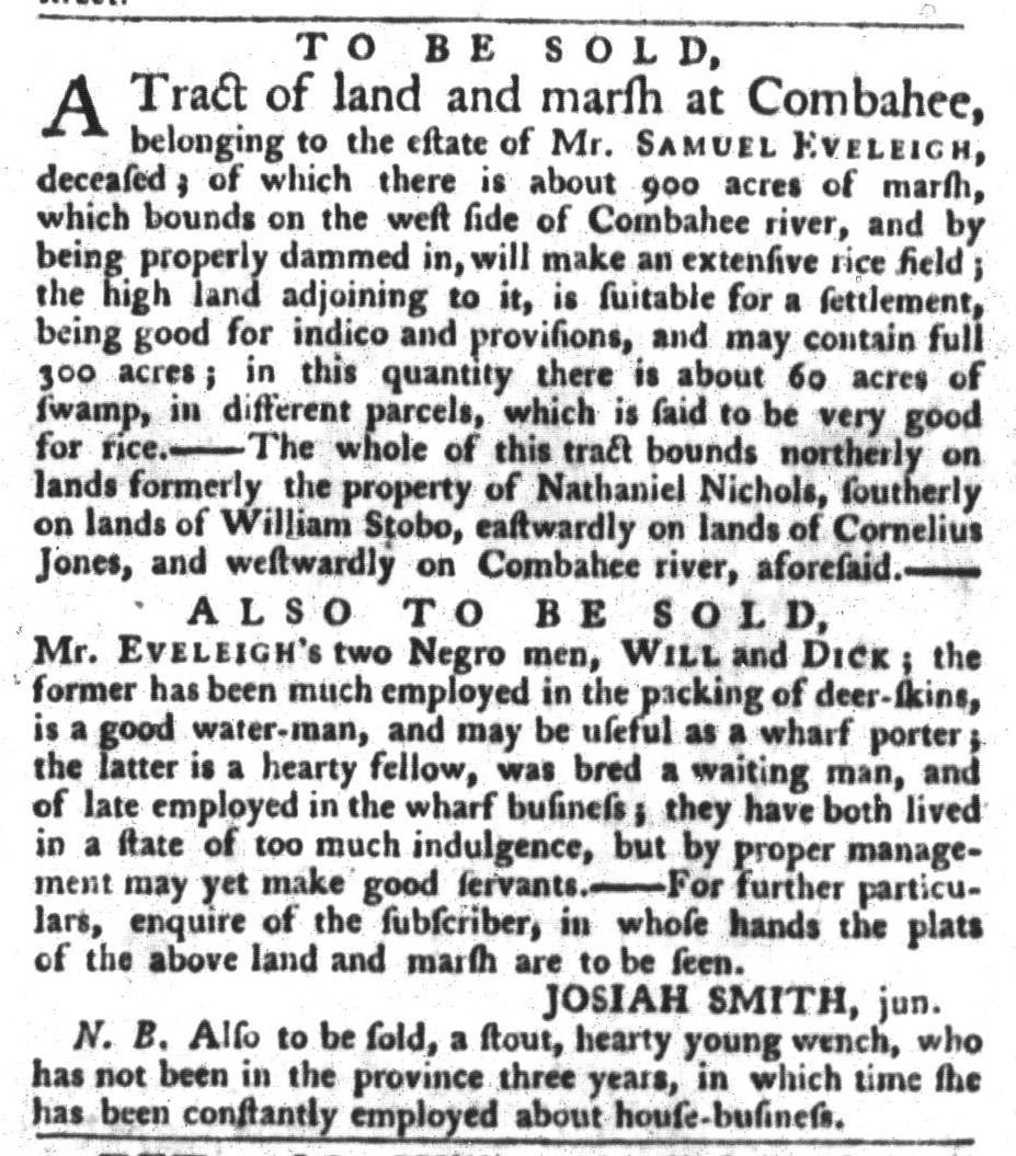 Oct 13 - South-Carolina Gazette and Country Journal Supplement Slavery 1