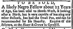 Nov 9 - Boston Evening-Post Slavery 1