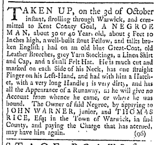 Oct 31 - Providence Gazette Slavery 1