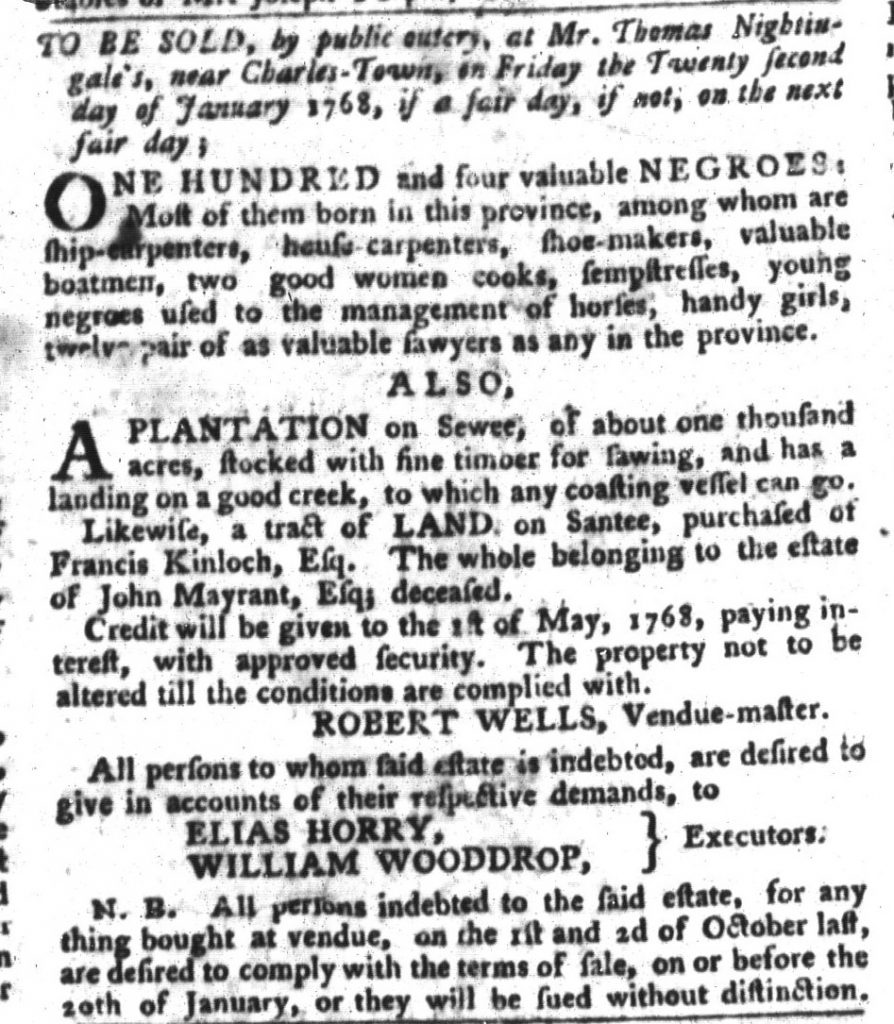 Dec 22 - South-Carolina Gazette and Country Journal Slavery 8