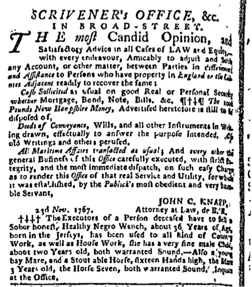 Dec 7 - New-York Gazette Slavery 3