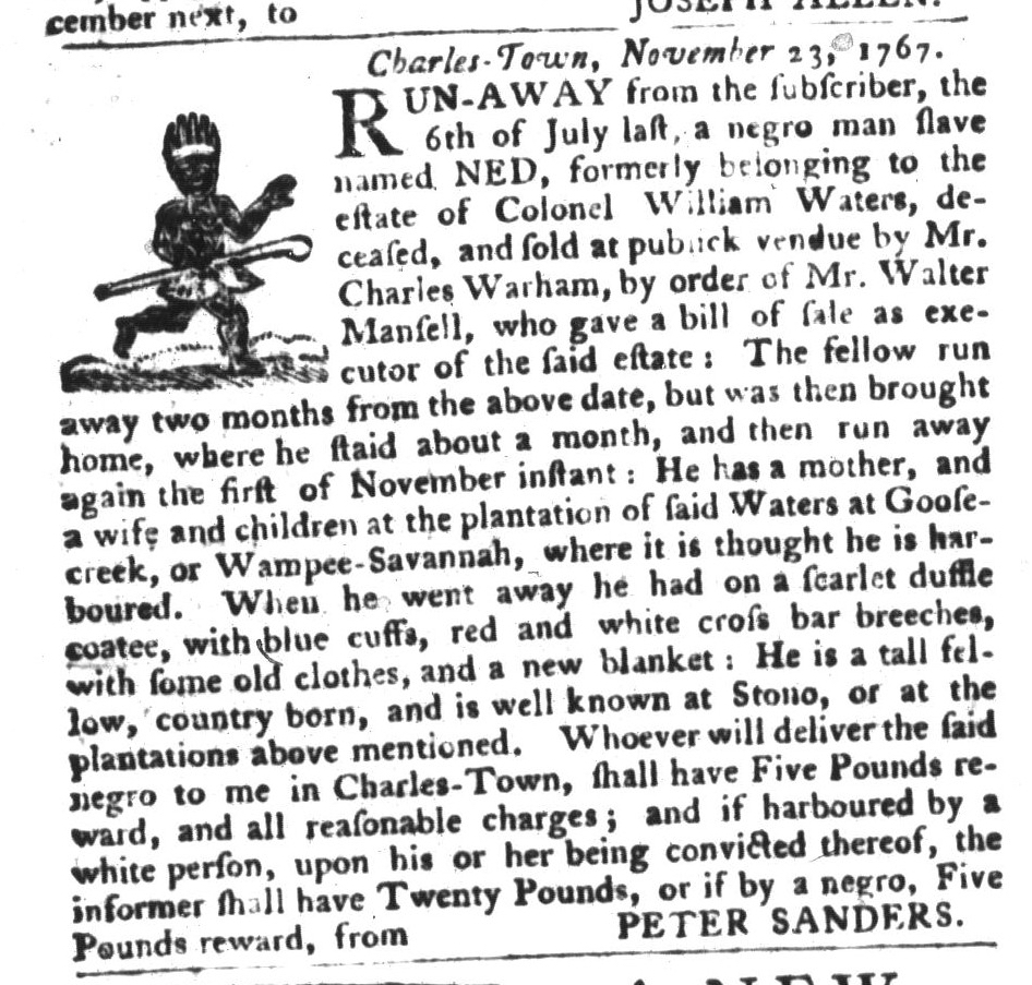 Dec 8 - South-Carolina Gazette and Country Journal Supplement Slavery 2