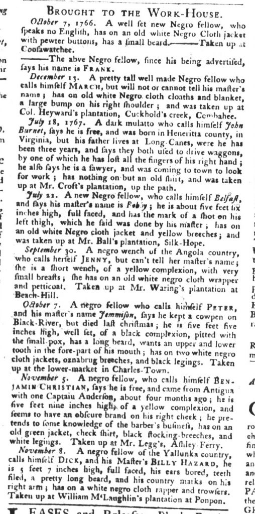 Dec 8 - South-Carolina Gazette and Country Journal Supplement Slavery 8