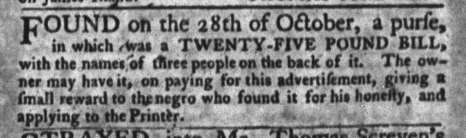 Nov 10 - South-Carolina Gazette and Country Journal Slavery 14
