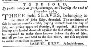 Nov 24 - South-Carolina Gazette and Country Journal Slavery 3