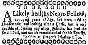 Nov 26 - Massachusetts Gazette Slavery 1