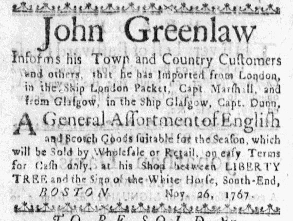 Dec 4 - 12:4:1767 Massachusetts Gazette.jpg