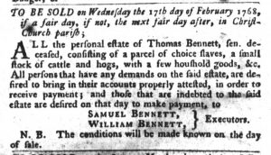 Feb 2 - South-Carolina Gazette and Country Journal Slavery 11