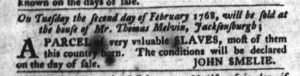 Feb 2 - South-Carolina Gazette and Country Journal Slavery 8
