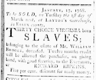 Feb 4 - Virginia Gazette Rind Slavery 1