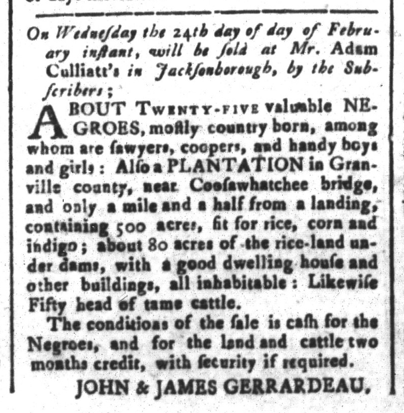 Feb 5 - South-Carolina and American General Gazette Slavery 3