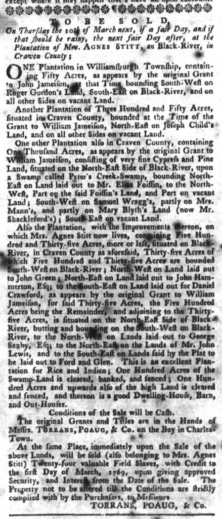 Feb 9 - South-Carolina Gazette and Country Journal Slavery 1