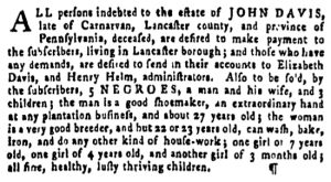 Jan 14 - Pennsylvania Gazette Supplement Slavery 1
