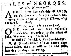 Jan 15 - South-Carolina and American General Gazette Slavery 1