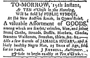 Jan 18 - Boston Evening-Post Slavery 1