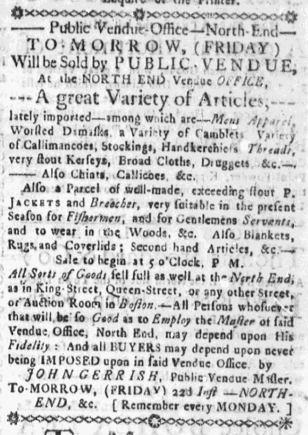 Jan 21 - 1:21:1768 Massachusetts Gazette