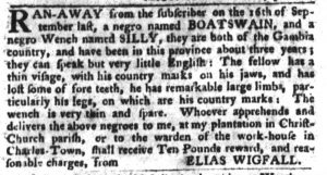 Jan 5 - South-Carolina Gazette and Country Journal Slavery 10