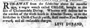 Jan 5 - South-Carolina Gazette and Country Journal Slavery 4