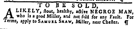 Jan 7 - Pennsylvania Gazette Slavery 1