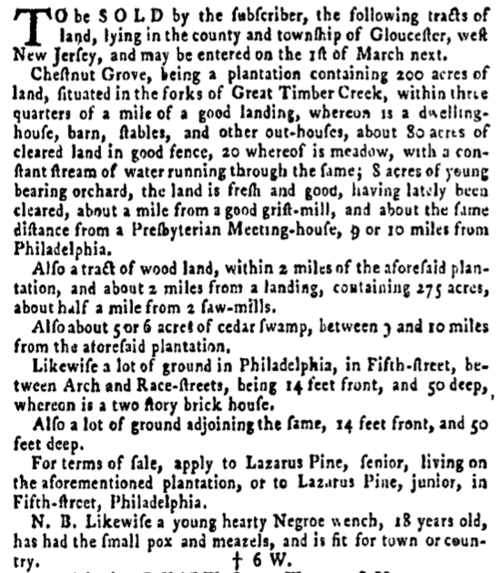 Jan 7 - Pennsylvania Gazette Supplement Slavery 2