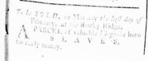 Feb 11 - Virginia Gazette Rind Slavery 1