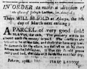 Feb 15 - South Carolina Gazette Slavery 1